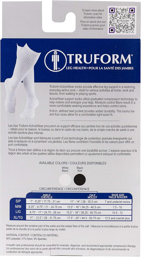 Truform 1934BL-S Compression Socks (20-30 mmHg, Men's Gym Socks, Knee High, Black, Small)