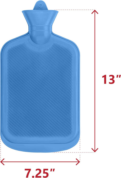 SteadMax Hot Water Bottles, 2 Pack, 2L (68oz) Natural Rubber for Pain Relief Heating Pad