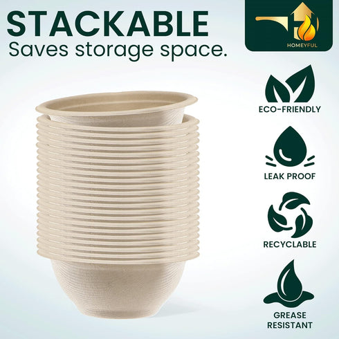 Disposable Paper Bowls, 100pack 8oz Compostable Paper Bowls for Condiments, Ice Cream, Dessert