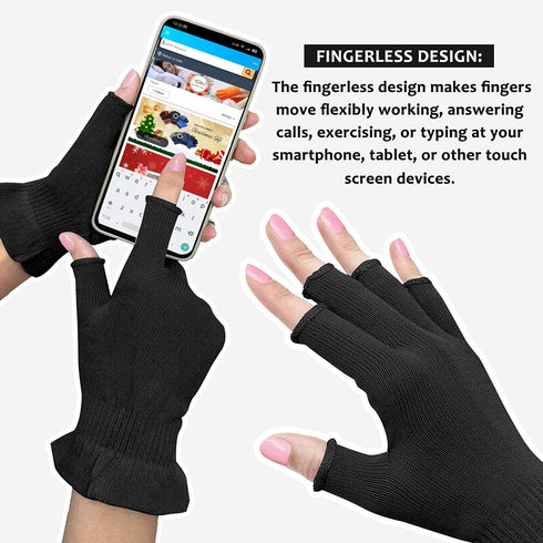 MIG4U 3 Pairs Fingerless Moisturizing Gloves | Half Finger Touchscreen Beauty Glove for Eczema, SPA