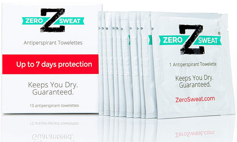 ZeroSweat Antiperspirant Wipes, Clinical Strength Hyperhidrosis Treatment, Reduces Armpit Sweat, 10 Wipes New & Improved