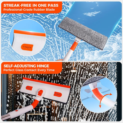 Keyloland 2-in-1, 55" Professional Window Squeegee Window Cleaner with Extension Pole, Premium Squeegee for Window