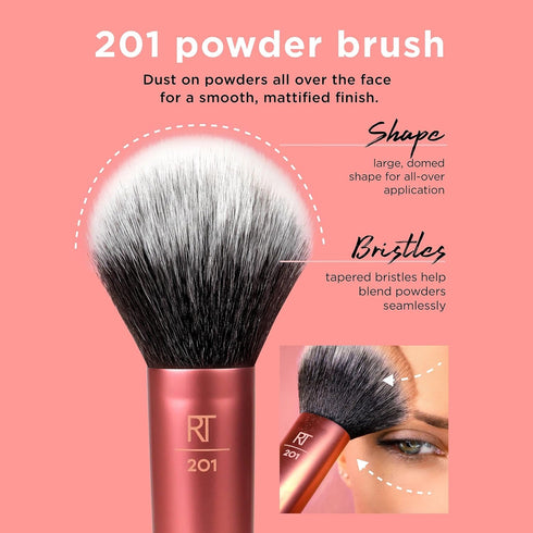 Real Techniques Ultra Plush Powder Makeup Brush - Large, Fluffy, Vegan, for Setting Powder & Blush