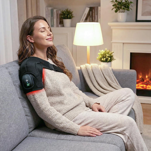 Tizwis 3 Shoulder Heating Pad with Vibration Modes, Portable Electric Cordless Shoulder Massager,Shoulder Wrap Pain