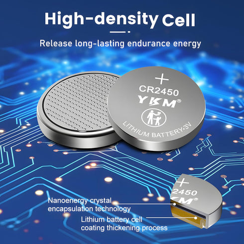 CR2450 3 Volt Battery, DL2450 ECR2450 BR2450 Lithium Battery for Tea Light Candles, Car Remote Key Fob - 5 Pack