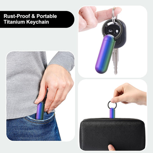 Small Pill Case Keychain, Portable Pill Container, Waterproof Titanium Pocket Pill Organizer, Tiny Pill Holder Bottle