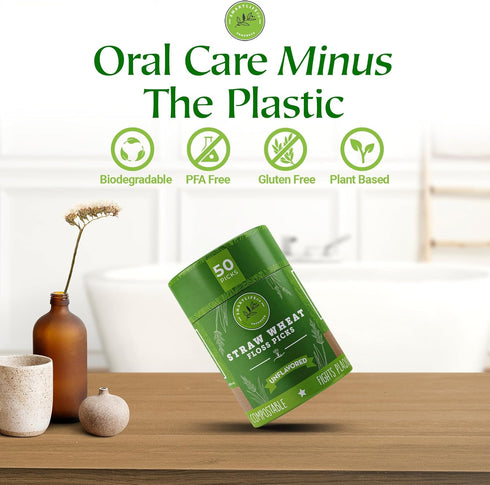 Biodegradable Dental Floss Picks, Individually Wrapped, Eco-Friendly Toothpick Stick Soft on Gums & Teeth, Unflavored,