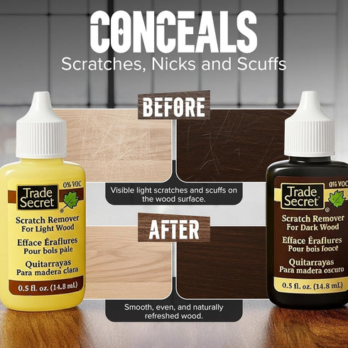 Set (2x 0.5 oz), Trade Secret Scratch Remover Mini Pro Restore & Conceal Small Scratches on Dark & Light Wood Furniture