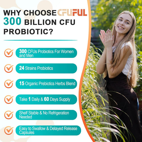 Probiotics for Women & Men - 300 Billion CFU & 24 Strains with 15 Organic Herbs for Digestive Health - 2 Month Supply