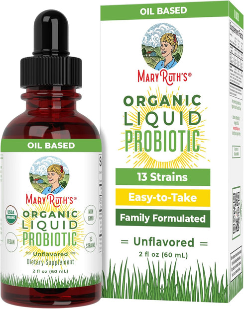 MaryRuth Organics USDA Organic Liquid Probiotic, Digestive Health for Women, Men, Kids, 20 Servings