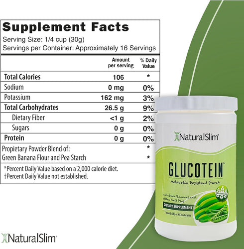 NaturalSlim Resistant Starch with Organic Green Banana Flour and Pea Starch Blend - 16 Servings, Non-GMO & Gluten Free