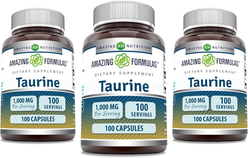 Amazing Formulas Taurine Amino Acid Supplement | 1000 Mg per Serving | 100 Capsules | Non-GMO, Gluten-Free