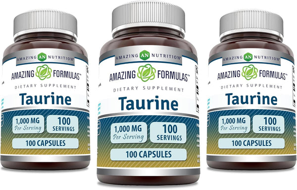 Amazing Formulas Taurine Amino Acid Supplement | 1000 Mg per Serving | 100 Capsules | Non-GMO, Gluten-Free