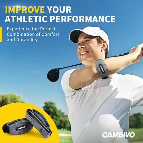 CAMBIVO 2 Pack Tennis Elbow Brace for Men & Women, Adjustable Elbow Strap with Compression Pad for Pain Relief (Dark