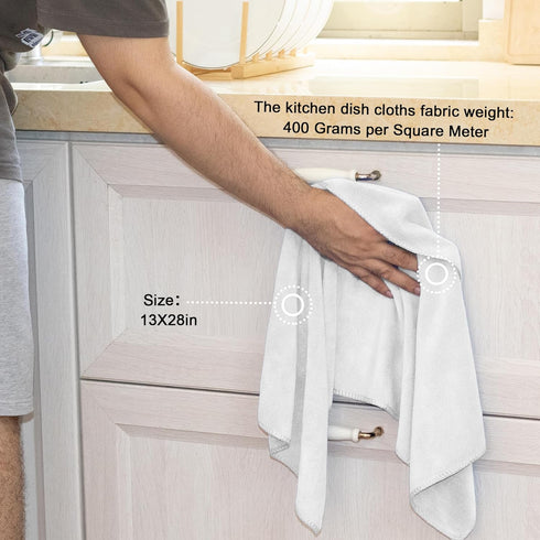 kimteny 13x28 Inches 400 (8 Pack, Kitchen Cloth Dish Towels, GSM Premium Dishcloths, Super Absorbent Coral Velvet
