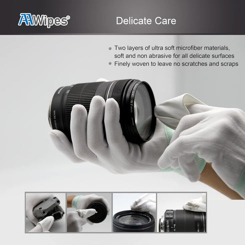 AAwipes Knitted Microfiber Cleanroom Wipers - 9"x9" Bag of 100 Pcs, Lint Free Cloths for Fiber Optics