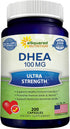 DHEA 100mg Max Strength, 200 Capsules for Balanced Hormone Levels, Natural Supplement for Metabolism, Libido, Brain,