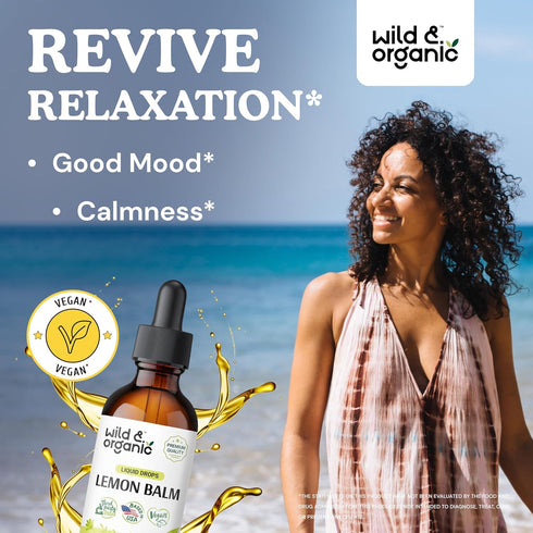 Lemon Balm Tincture - Organic Lemon Balm Liquid Extract - Lemon Balm Herb Drops - Vegan, Alcohol Free Supplement - 2 fl oz