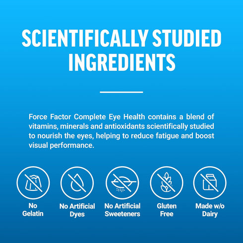 FORCE FACTOR Complete Eye Health, 60 Capsules | Clinical Strength Eye Vitamins with Lutein & Zeaxanthin for Vision