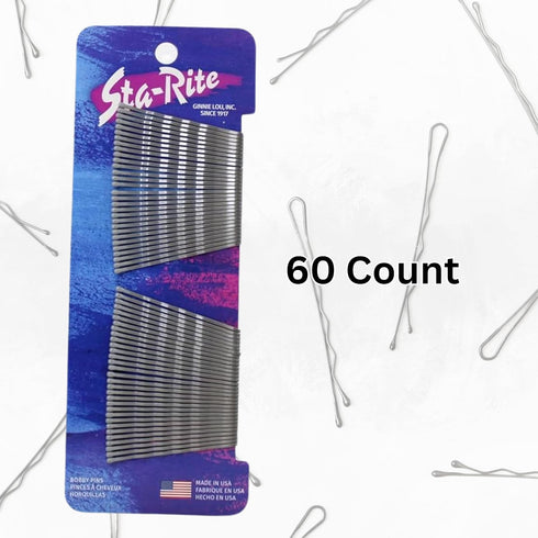 Sta-Rite Bobby Pins, Silver Hair Pins, 60-Count Pack