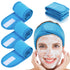 Whaline 4 PCS Spa Headband, Stretch Terry Cloth Makeup Hair Band for Sport Yoga Shower (Blue)