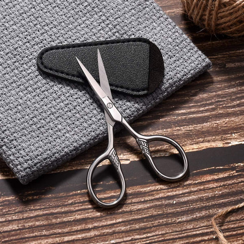 Small Precision Scissors, 3.5inch Stainless Steel Multi-Purpose Grooming Kit for Facial Hair, Eyebrow, Beard