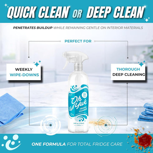 Oh Yuk Fridge Cleaner Cleans Inside Refrigerator for Spotless, Food-Contact Safe Surfaces | Biodegradable, Vegan