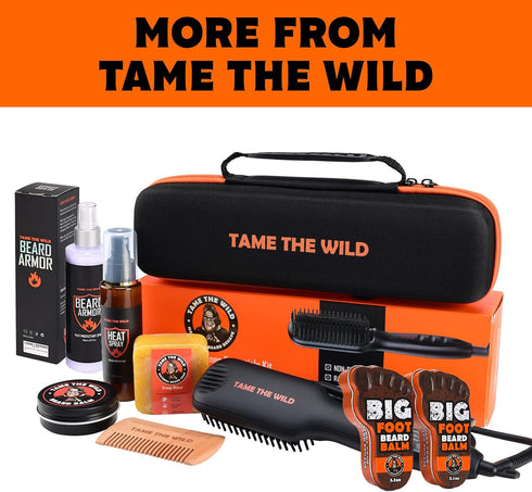 Tame The Wild Premium Beard Straightener - Ionic Anti-Scald Heated Brush with 3 Temp Settings