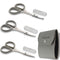 PAFASON Stainless Steel Mustache Beard Facial Nose Hair Trimming Scissor Set with Safety Cover, Grey