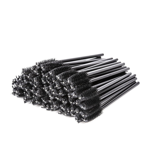 i-Laesh 100 Pcs Disposable Eyelash Brushes, Spoolies for Eyelash Extensions, Mascara Wands, Brow Makeup Supplies Kit