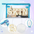 Preppy Patch Cosmetic Case - Blue White Varsity SKIN Letter Bag, Classy Waterproof Clear PVC Multi-Function Pouch for