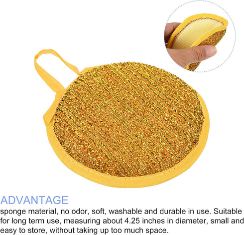 Kitchen Cleaning Sponges | Round Scrubber Scouring Pad Dish Sponge (10.8 x 2 cm) | For Dishes, Pots, and Pans