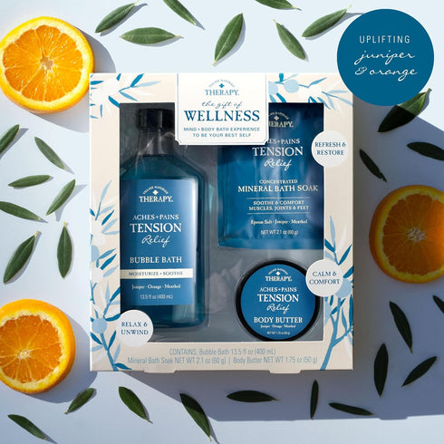 Village Naturals Therapy 3-Piece Wellness Spa Gift Set, Cedar Citrus Scent for Relaxation
