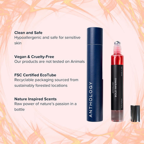 ANTHOLOGY Bold Inferno Roll on Perfume Oil, 0.3 oz - Alcohol Free Travel Fragrance