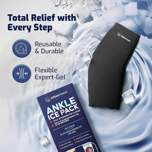 Ankle Ice Pack Wrap for Swelling - Hot/Cold Therapy for Foot Pain Relief, Plantar Fasciitis, Achilles Tendonitis,