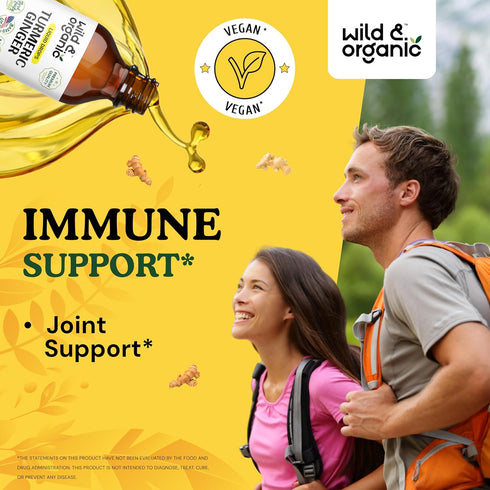 Turmeric Ginger Liquid Supplement - Ginger Turmeric with Black Pepper - Organic Turmeric Curcumin and Ginger Tincture - Vegan, Alcohol Free Drops - 4 fl oz