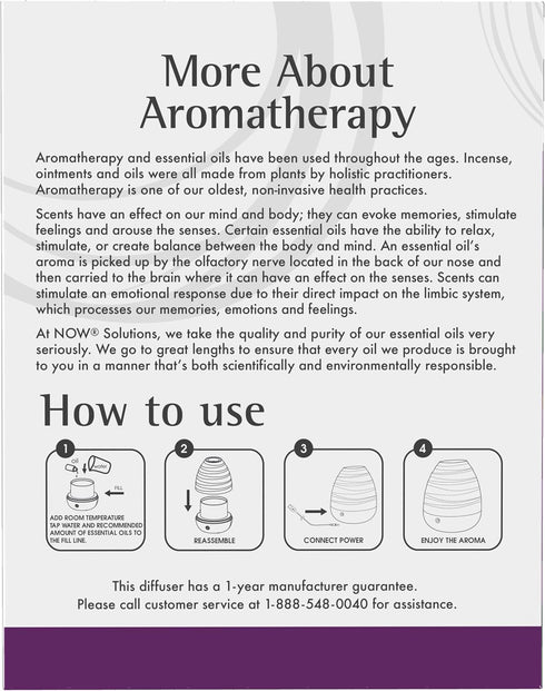 NOW Essential Oils, Ultrasonic USB Aromatherapy Oil Diffuser, Quiet, Heat Free, Easy to Clean