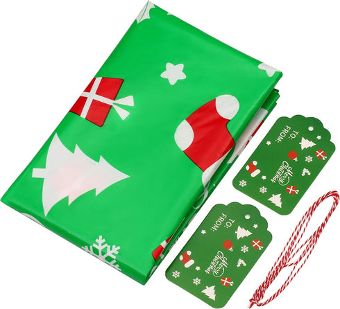 CCINEE Giant Green Christmas Sacks for Jumbo Gift Package (36"x44") with Tag Card and Wrapping Tie