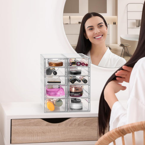 Sorbus Makeup Organizer with 10 Drawers, Acrylic Drawer Organizer for Makeup, Office, Art Supplies, Jewelry