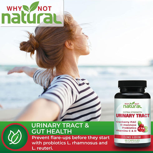 Why Not Natural 5-in-1 UTI Pills with D Mannose, Cranberry PAC Extract, Probiotics, Vitamin C & D - Urinary Health