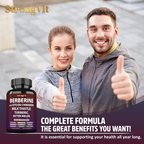 Immunity Berberine with Ceylon Cinnamon Supplement, Milk Thistle, Turmeric Bitter Melon for Digestion, & Entire Body