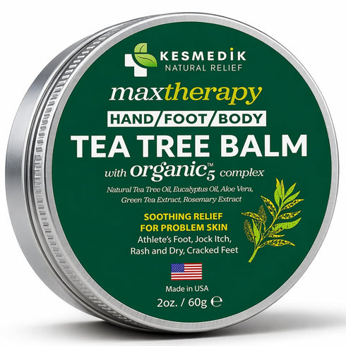 KESMEDIK Tea Tree Oil Balm for Skin, Soothes Itching, Rashes & Dry Skin, Antifungal Defense for Athletes Foot, Jock