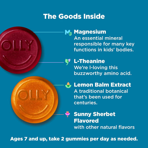Gummy, 25 50 Count (Packaging OLLY Kids Chillax For a Calm and Relaxed Mood*, Magnesium, L-Theanine, Lemon Balm