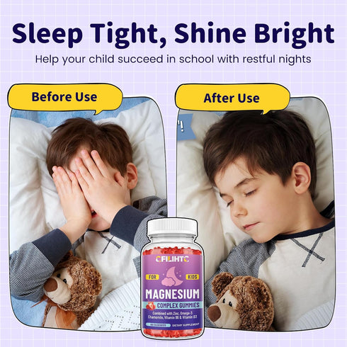 Gummies-Magnesium Gummies Omega-3, B6, D3 2 Pack Kids Magnesium Glycinate for Kids Supplement-w/Zinc, Chamomile