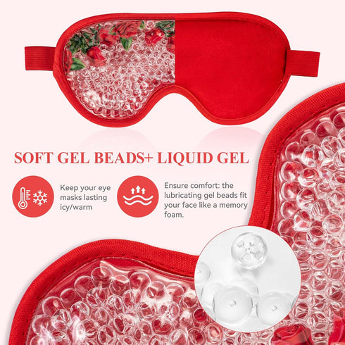 LEOSTEP 4 PCS Cooling Eye Mask Set - Ice Face Mask with Rose Essential Oil, Reusable Gel Pads for Eyes Puffiness,