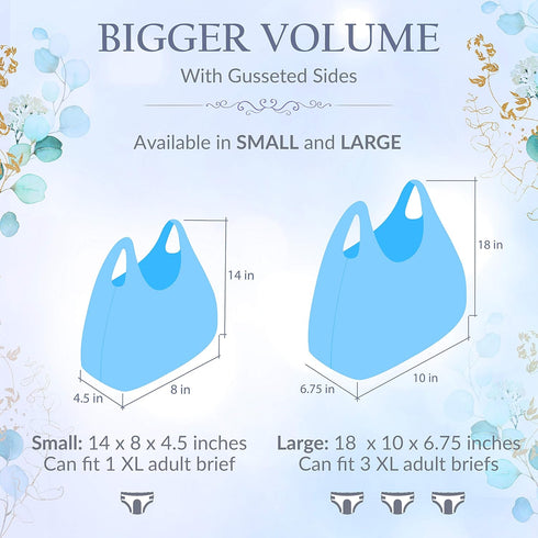 Heaven Scent Hygiene Bags, Discreet Waste Disposal for Adult Briefs and Feminine Products, 50 Bags