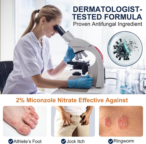 Kerova 2% (3.5 Antifungal Cream for Jock Itch, Athletes Foot & Ringworm - Miconazole Nitrate Cream for Humans Skin