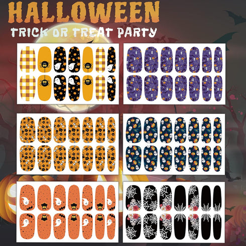 TailaiMei 12 Sheets Halloween Nail Wraps Stickers - Nail Polish Strips Self-Adhesive Full Wraps with 2 pcs Nail Files