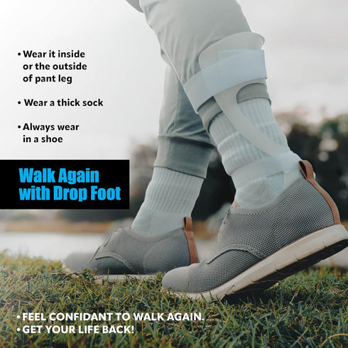 BraceOn AFO Swedish Drop Foot Stabilizer for Walking, Foot Drop Braces for Men, AFO Brace & Foot Boot for Injured Foot,