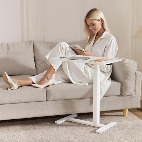 Medical Adjustable Overbed Bedside Table with Wheels, Rolling Laptop Table, Mobile Standing Desk for Home and Hospital